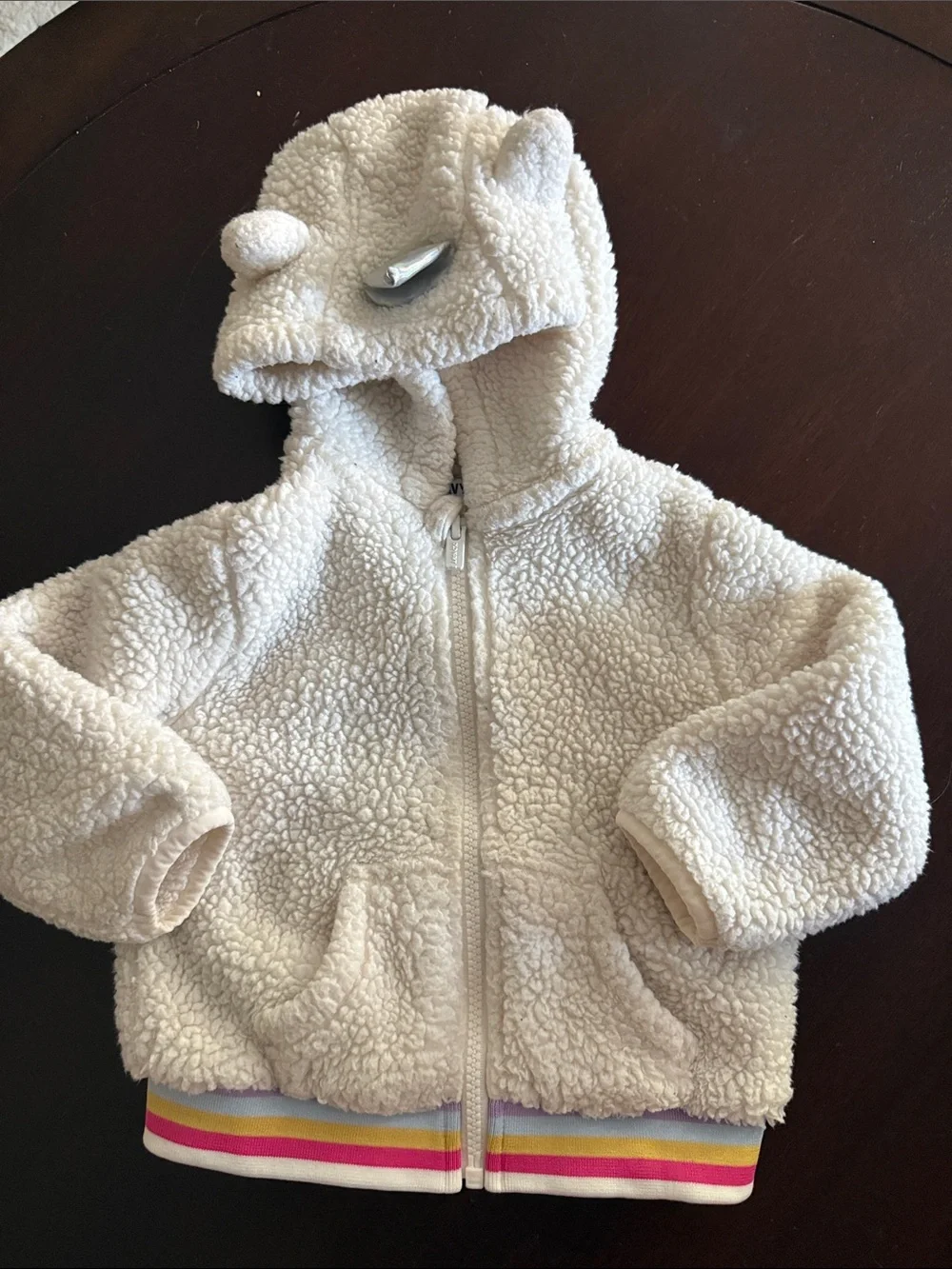 Old Navy Cream Sherpa Zip Hoodie with Ear Hood